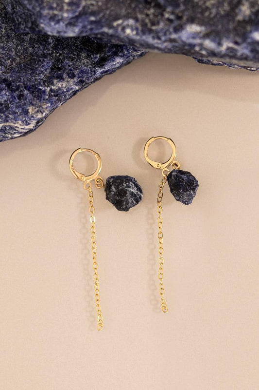 Brinco Argola Sodalita Corrente Diamantada Banho Ouro
