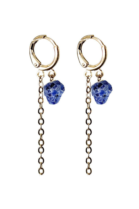 Brinco Argola Sodalita Corrente Diamantada Banho Ouro