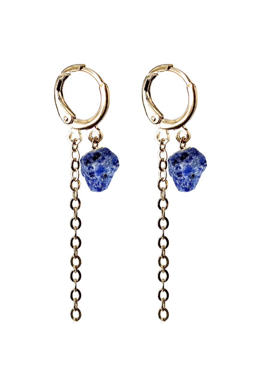 Brinco Argola Sodalita Corrente Diamantada Banho Ouro