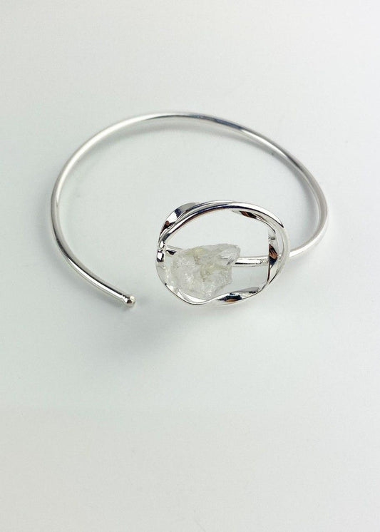 Bracelete Pedra Natural Cristal Banhado Prata