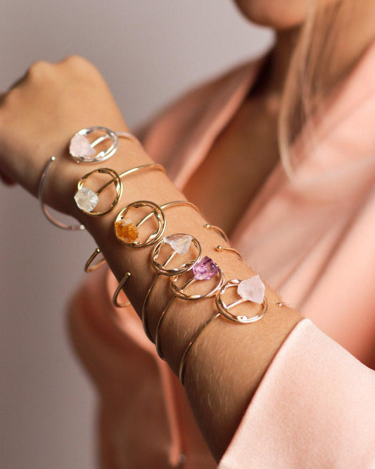 Bracelete Pedra Natural Cristal Banhado Prata