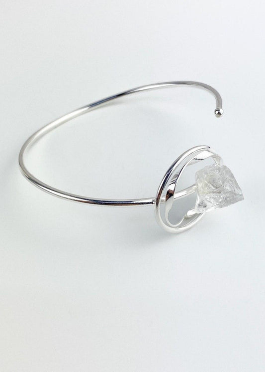 Bracelete Pedra Natural Cristal Banhado Prata