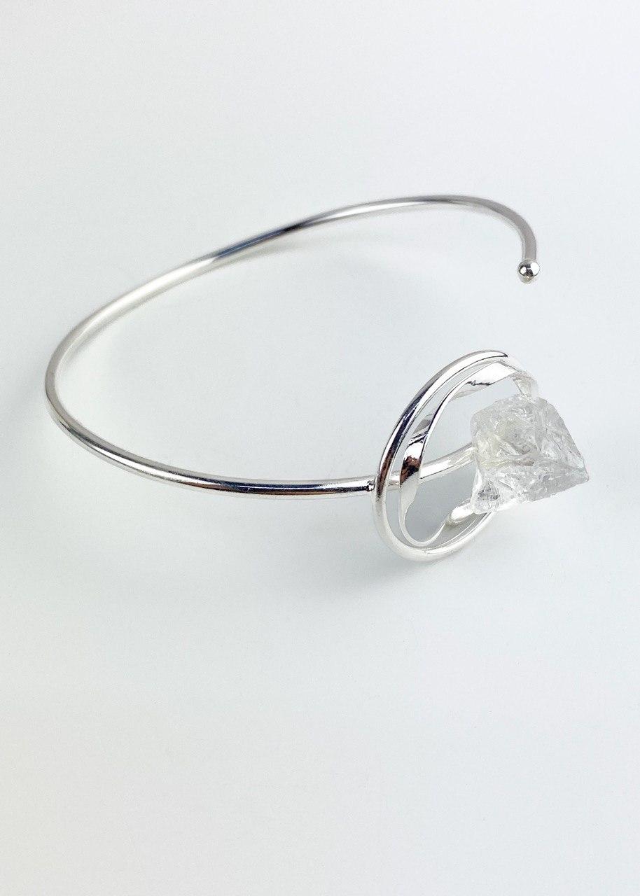 Bracelete Pedra Natural Cristal Banhado Prata