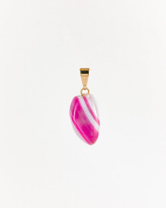 Pingente Ágata Rosa Tingido com Pino Banhado Ouro