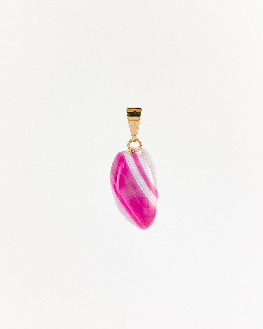 Pingente Ágata Rosa Tingido com Pino Banhado Ouro