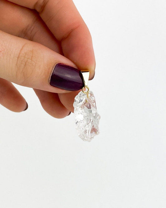 Pingente Cristal bruto Banhado Ouro