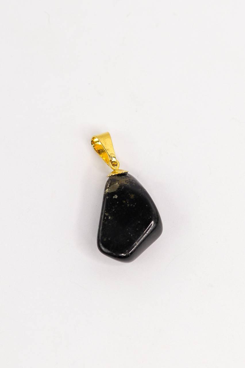 Pingente Jade Lemuriano rolado com pino Banhado Ouro