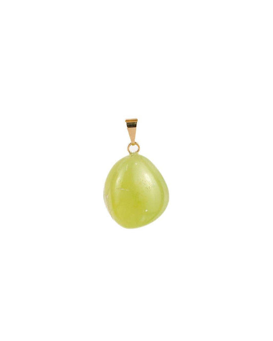 Pingente Jade Verde com pino Banhado Ouro