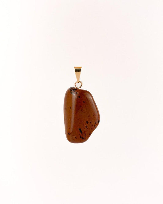Pingente Obsidiana cor do Mogno com pino Banhado Ouro