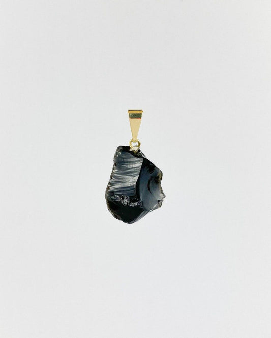 Pingente Obsidiana Preta Banhado Ouro