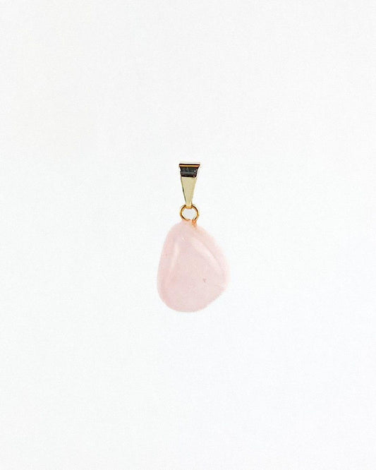 Pingente Quartzo Rosa  Rolado Banhado Ouro