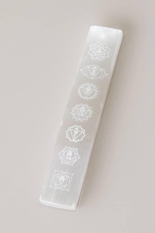 Incensário Selenita Branca 7 Chakras