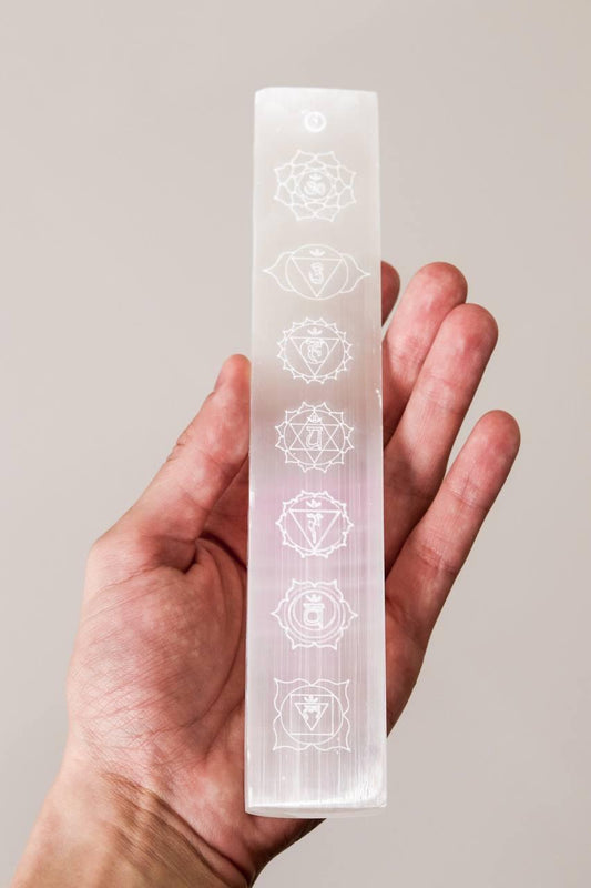 Incensário Selenita Branca 7 Chakras
