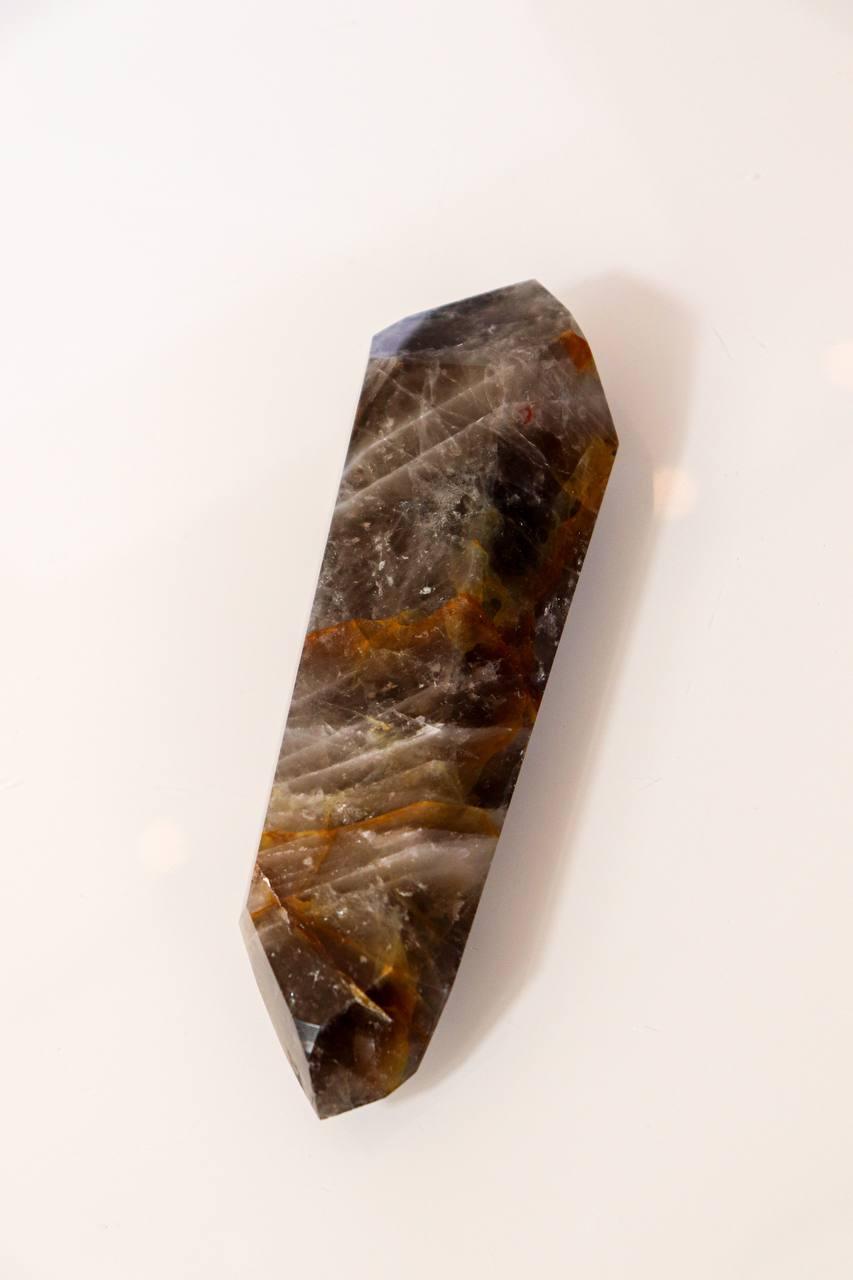 Pedra Quartzo Anfíbola Biterminada Polida 266 gramas