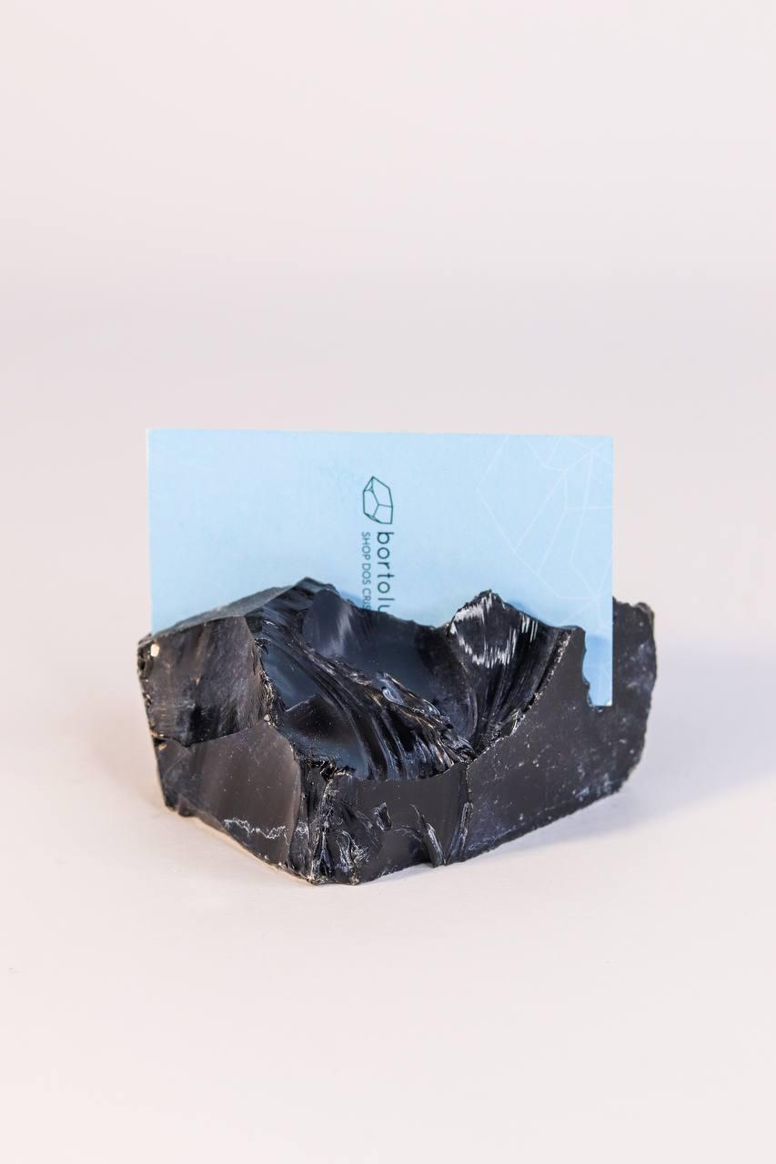 Porta Cartões/Mensagens Obsidiana bruta