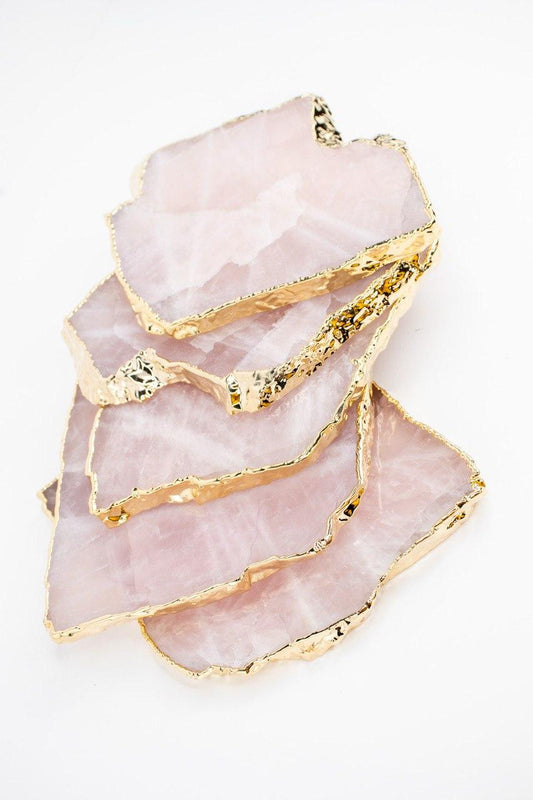 Porta Garrafa Quartzo Rosa Maxi Banho Ouro Unitário