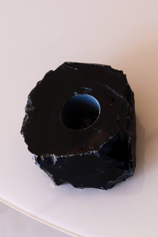 Porta Vela Obsidiana Preta Bruta