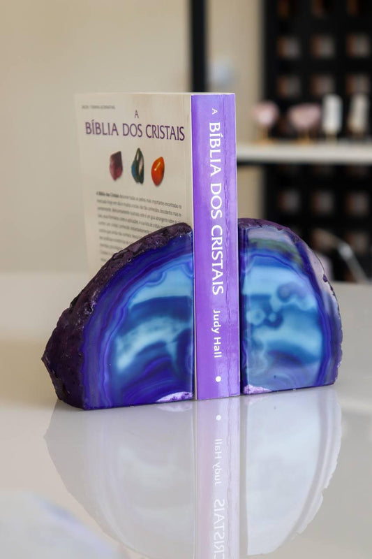 Porta Livro Ágata Roxa Tingida  717 gramas