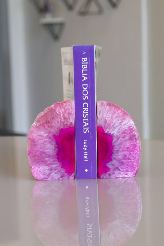 Porta Livro Ágata Rosa Tingida 721 a 832 gramas