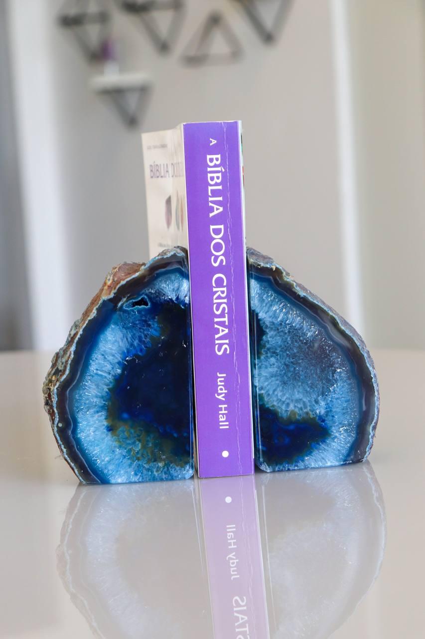 Porta Livro Ágata Azul Frio Tingida 560 a 901 gramas