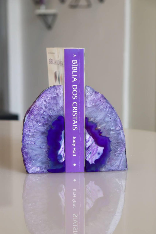 Porta Livro Ágata Roxa Tingida 735 a 967 gramas