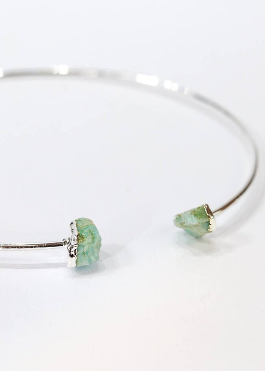 Choker Duo Amazonita Bruta com Eletroplate Banho Prata