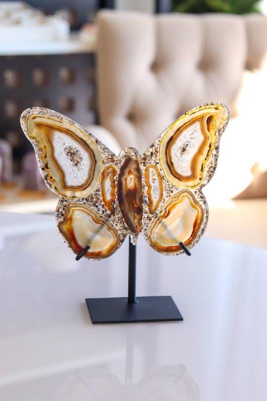 Borboleta Ágata na Base de Metal