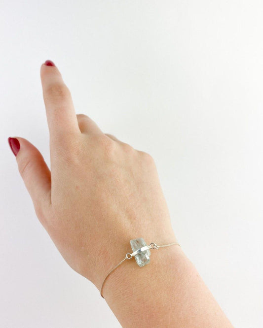 Pulseira Água Marinha bruta Prata 925