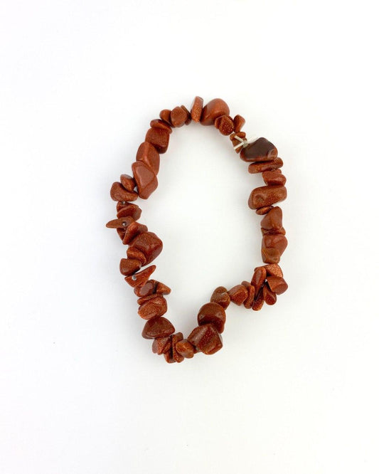 Pulseira Cascalho Goldstone Marrom