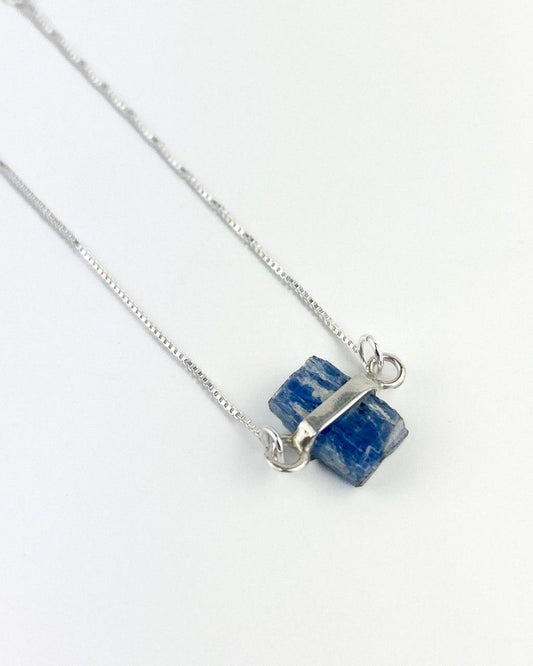 Pulseira Cianita Azul bruta Prata 925