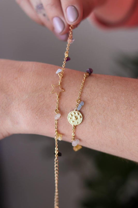 Pulseira Essencia Colors Estrela Banho Ouro