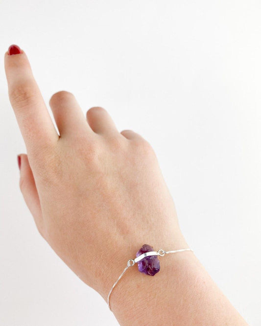 Pulseira Ametista bruta Prata 925
