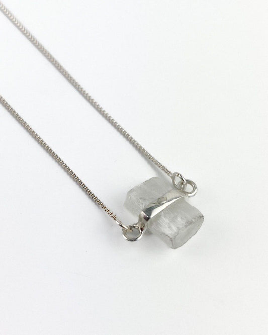 Pulseira Selenita branca bruta Prata 925