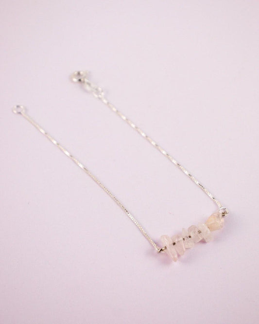 Pulseira Quartzo Rosa Prata 925