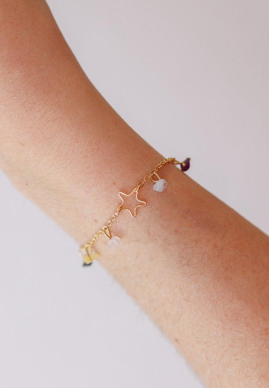 Pulseira Essencia Colors Estrela Banho Ouro