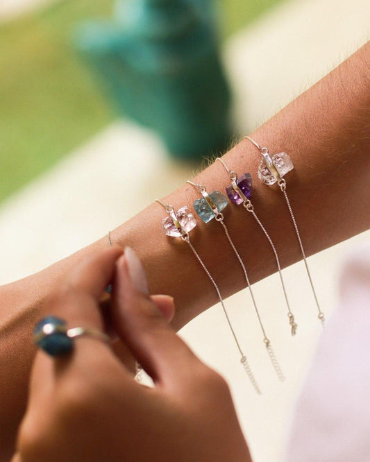Pulseira Ametista bruta Prata 925