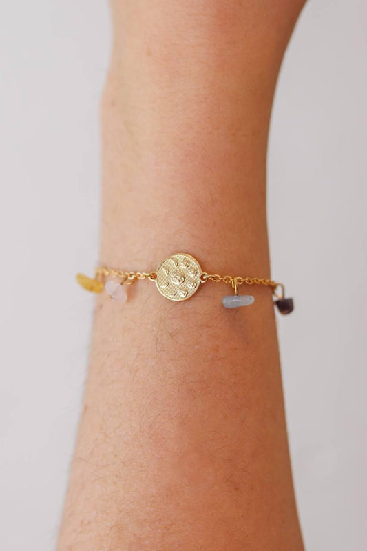 Pulseira Essencia Colors Lua Banho Ouro