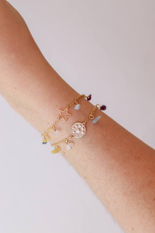 Pulseira Essencia Colors Lua Banho Ouro