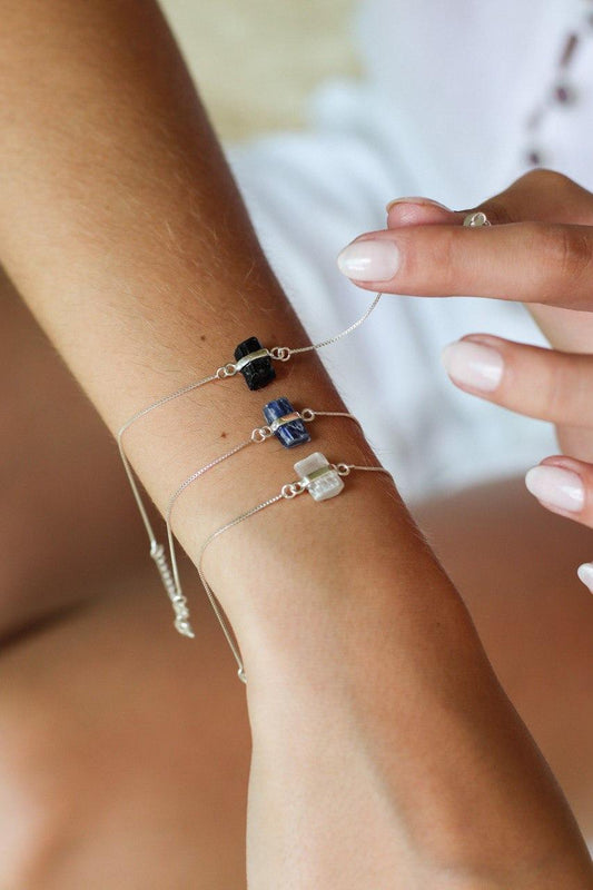 Pulseira Selenita branca bruta Prata 925