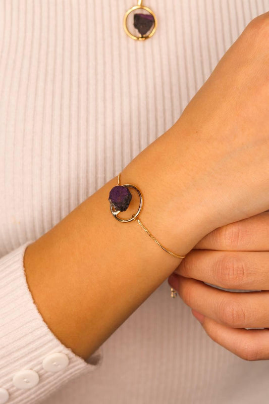 Pulseira Purpurita Bruta Banho Ouro
