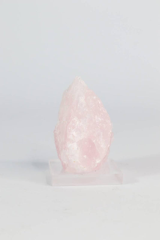 Quartzo Rosa Bruto Pequeno na Base Acrílica