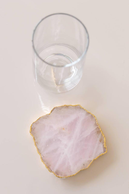Porta Copo Quartzo Rosa Pequena Banho Ouro Unitário