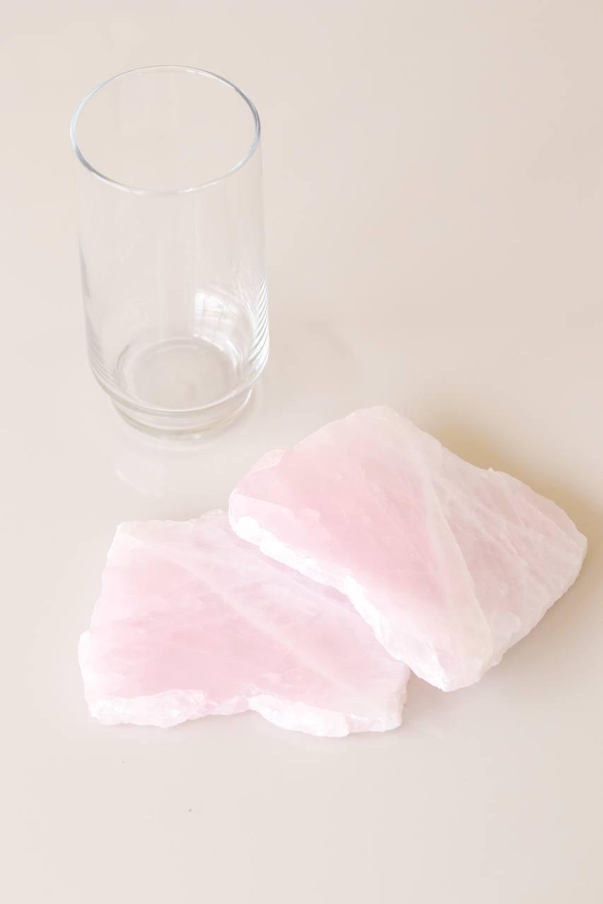 Porta Copo Quartzo Rosa Pequeno Duplo