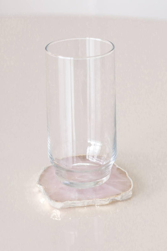 Porta Copo Quartzo Rosa Pequeno Banho Prata Unitário
