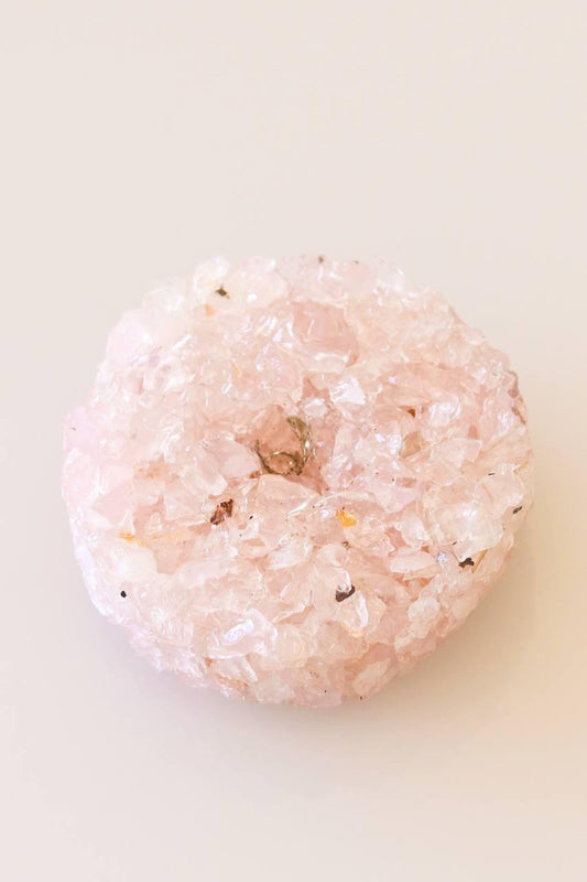 Incensário Cascalho Micro Quartzo Rosa