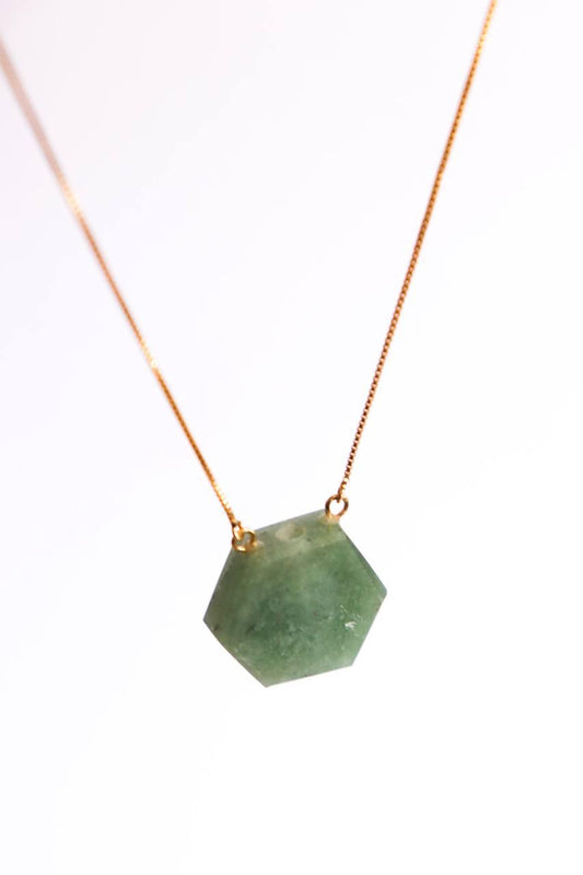 Colar Difusor Quartzo Verde Banho Ouro