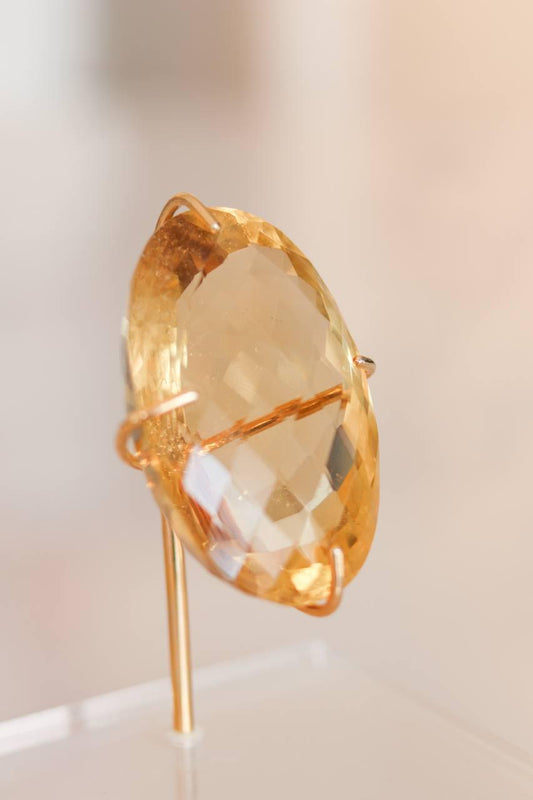 Pedra Citrino Natural Lapidado na Base Banho Ouro 167 Gramas