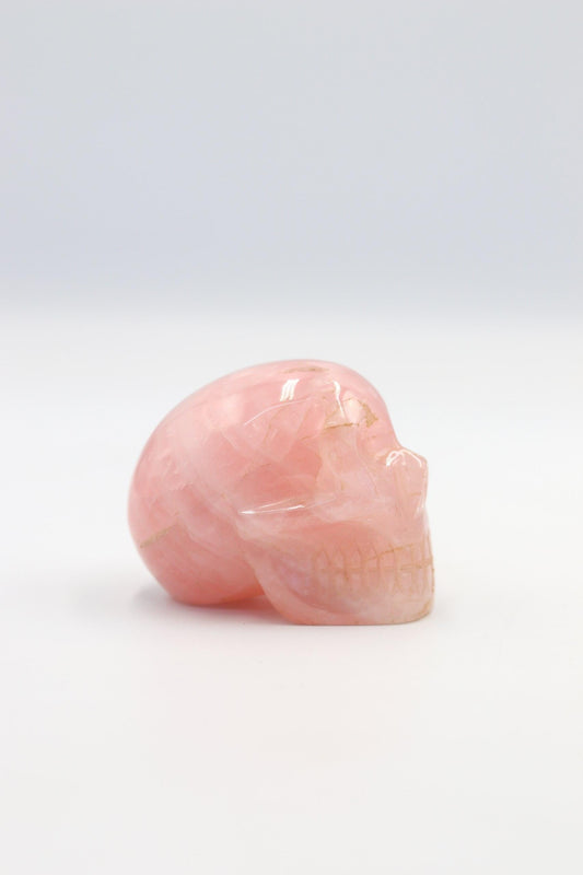 Crânio Quartzo Rosa entre 280 a 310 gramas aprox.