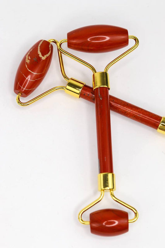 Roller Facial Jaspe Precioso Banho Ouro