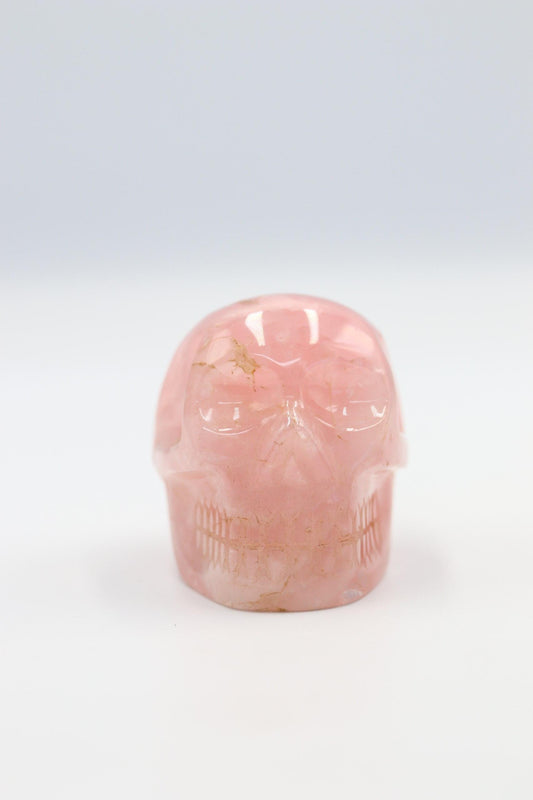 Crânio Quartzo Rosa entre 280 a 310 gramas aprox.